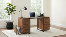 Berhalter 6-drawer double pedestal file computer desk by CoasterEveryday in a dark wood finish