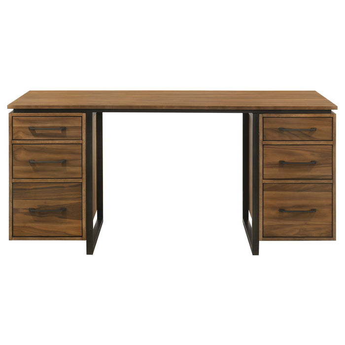 Berhalter 6-drawer double pedestal computer desk by CoasterEveryday with spacious desktop and file storage drawers