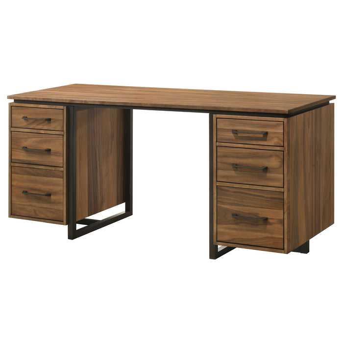 Berhalter 6-drawer double pedestal file computer desk by CoasterEveryday in a modern office setup