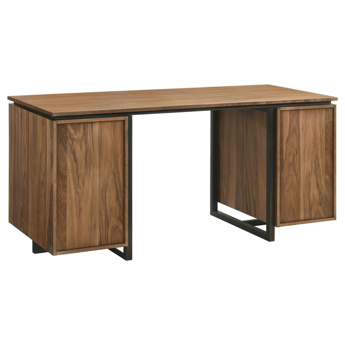 Berhalter 6-drawer double pedestal file computer desk by CoasterEveryday, shown in a detailed furniture view