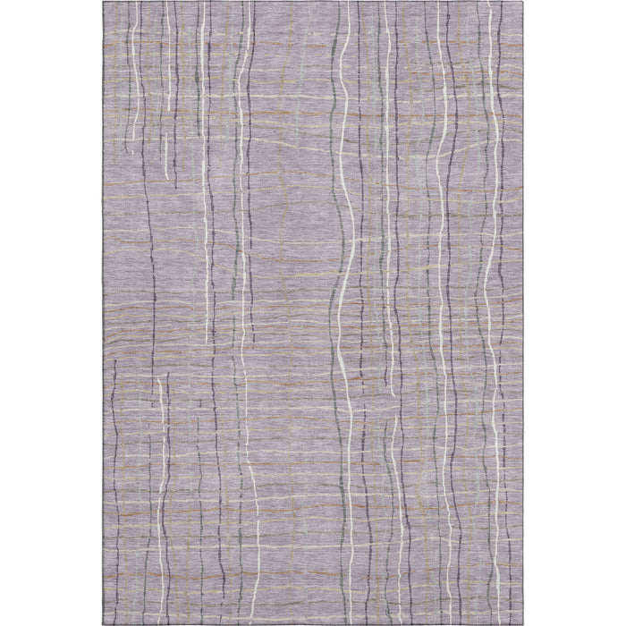 10' X 14' Striped Washable Area Rug With UV Protection (678568) - Lavender / Ivory / Gray