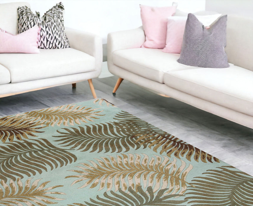 8' x 10' 6 Wool Area Rug - Aqua