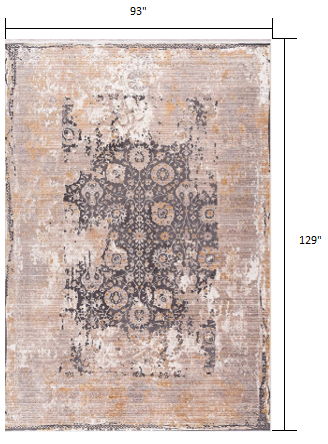 8' x 10' Oriental Non Skid Area Rug - Gray And Ivory
