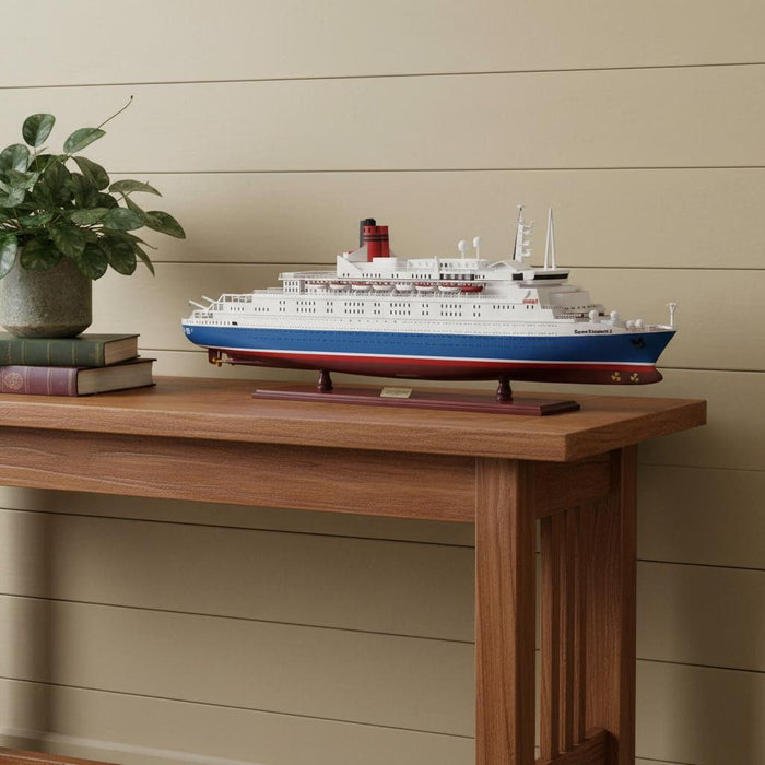 Hand Painted Model Boat (624245) - White / Blue