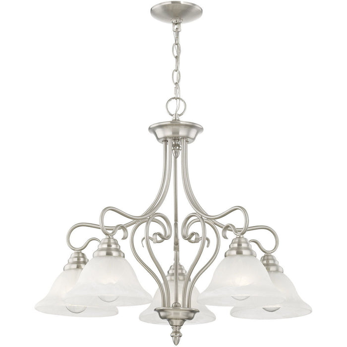 23'' Five Light Dimmable Chandelier With Shades - Pearl Silver / Nickel