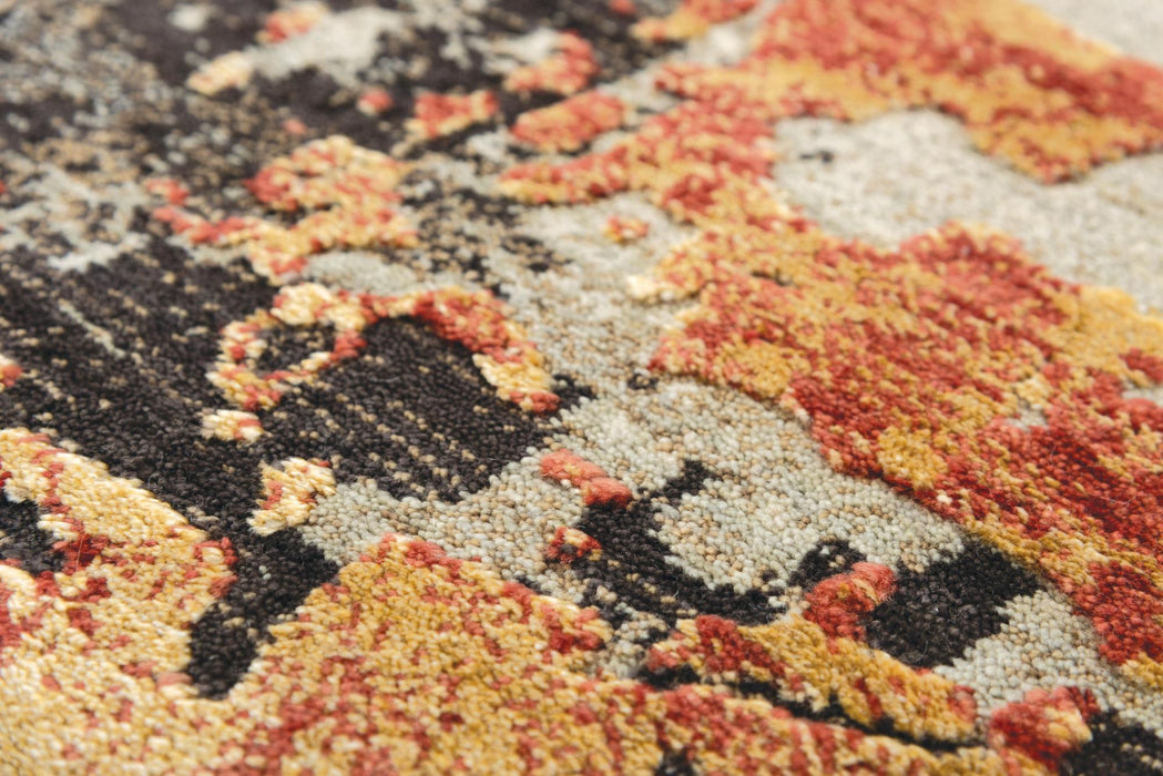 9' X 12' New Zealand Lambs Wool Abstract Hand Carved Handmade Area Rug (748014) - Brown / Copper / Beige