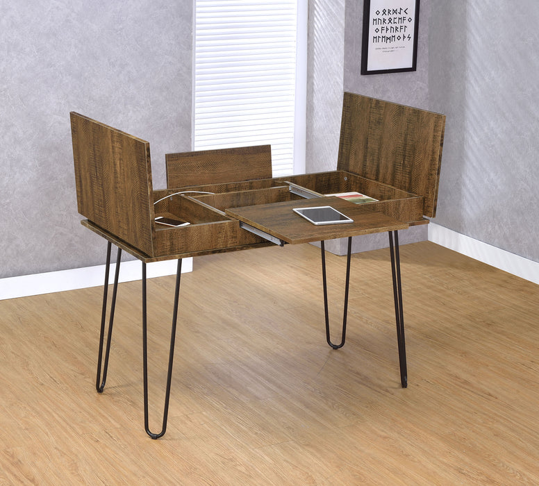 Sheeran 47-inch Writing Desk with Storage Rustic Amber