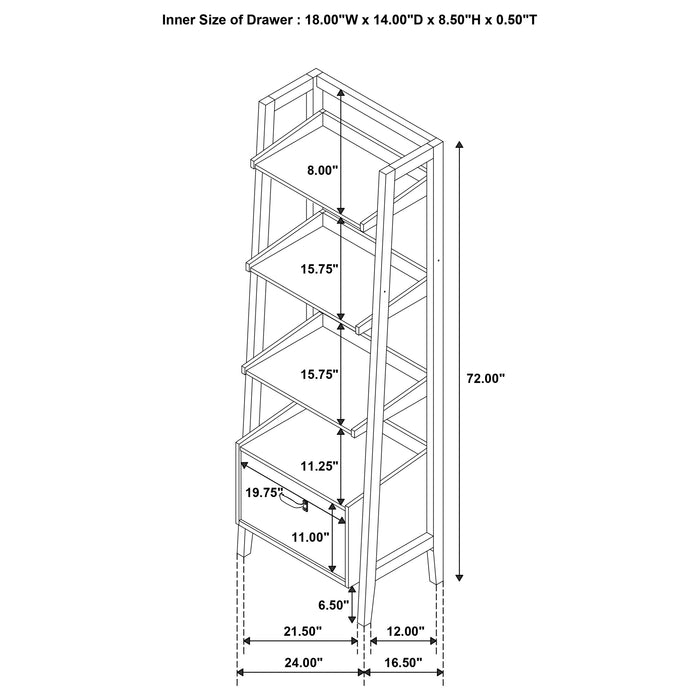 Fabian 2-piece 4-shelf Bookshelf with Drawer Distressed Light Brown