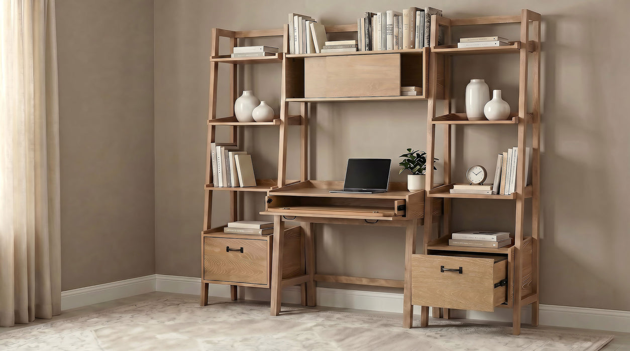 Fabian Bookshelf Bridge with Cubbies Distressed Light Brown