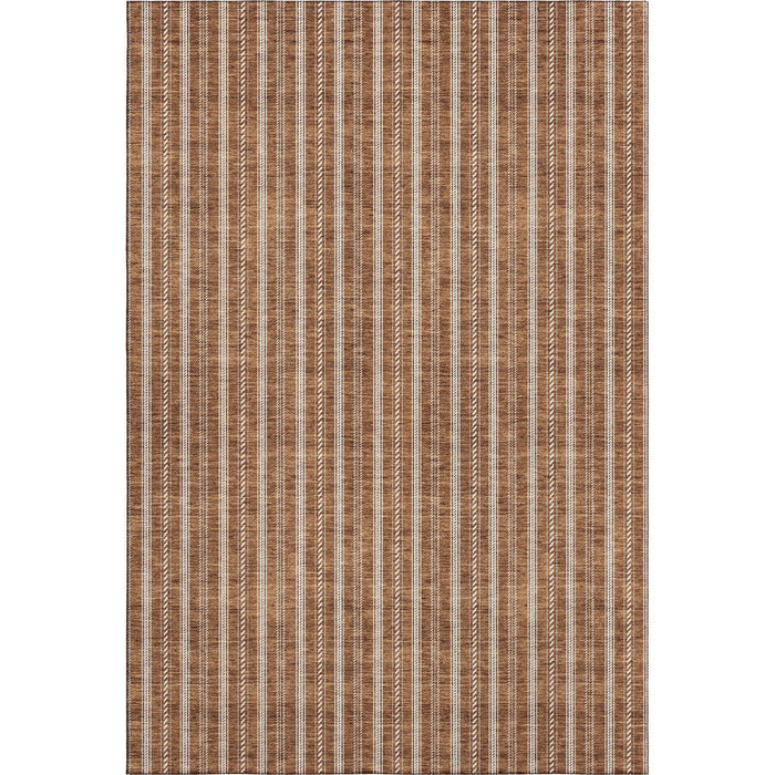 10' X 14' Striped Washable Area Rug With UV Protection (673903) - Terra Cotta / Beige