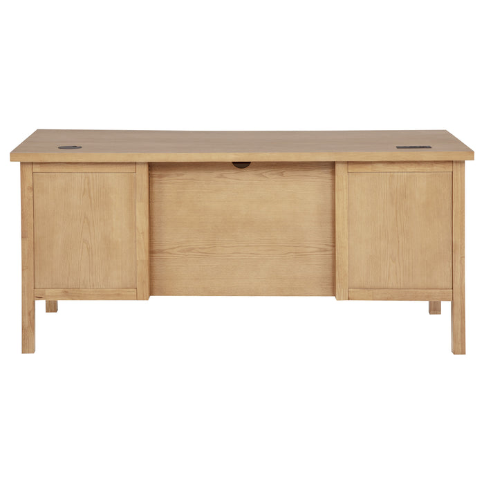 Vermes 66-inch 7-drawer computer desk with power outlet in light ash by CoasterEveryday