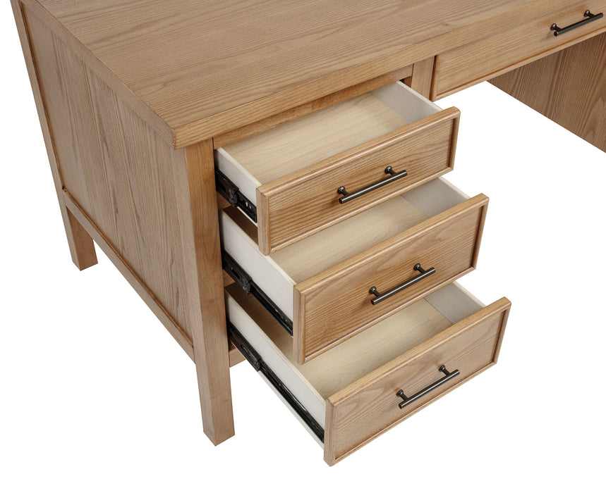 Vermes 66-inch 7-drawer computer desk with power outlet in light ash by CoasterEveryday