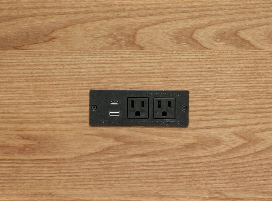 Vermes 66-inch 7-drawer Computer Desk with Power Outlet Light Ash