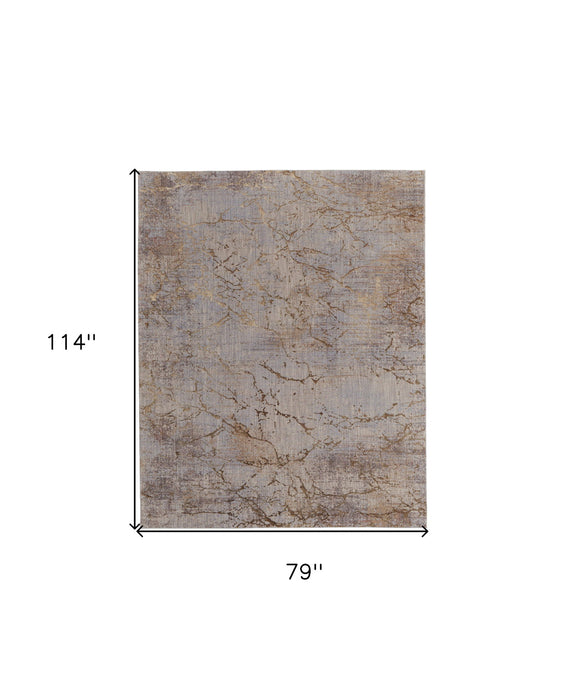 7' x 10' Abstract Power Loom Area Rug - Brown Taupe And Tan