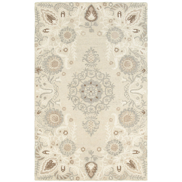 10' X 13' Scandinavian Wool Floral Hand Tufted Area Rug - Sand