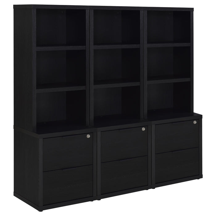 Westpark 3-piece Wall Unit Bookcase Set with USB Black