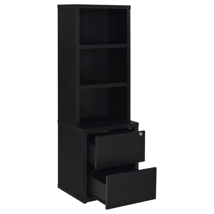 CoasterEveryday Westpark black 3-shelf bookcase with USB port and lockable drawer