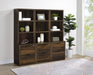CoasterEveryday Westpark 3-shelf bookcase in dark pine with USB port and lockable drawer