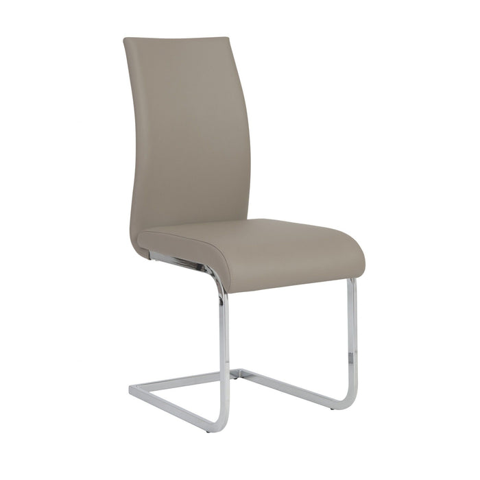 Upholstered Leather Dining Side Chairs (Set of 4) - Taupe
