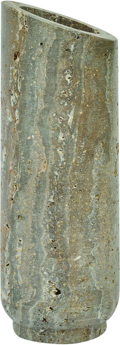 Lochlan Meridian Furniture travertine vase with a smooth, rounded shape and textured surface, ideal for decorative home accents.