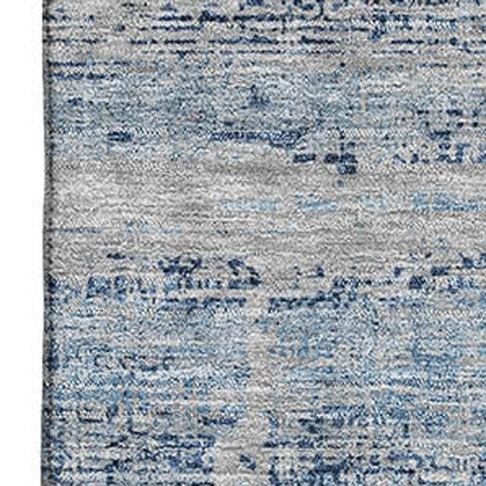 8' X 10' Abstract Washable Area Rug With UV Protection - Sky Blue And Gray