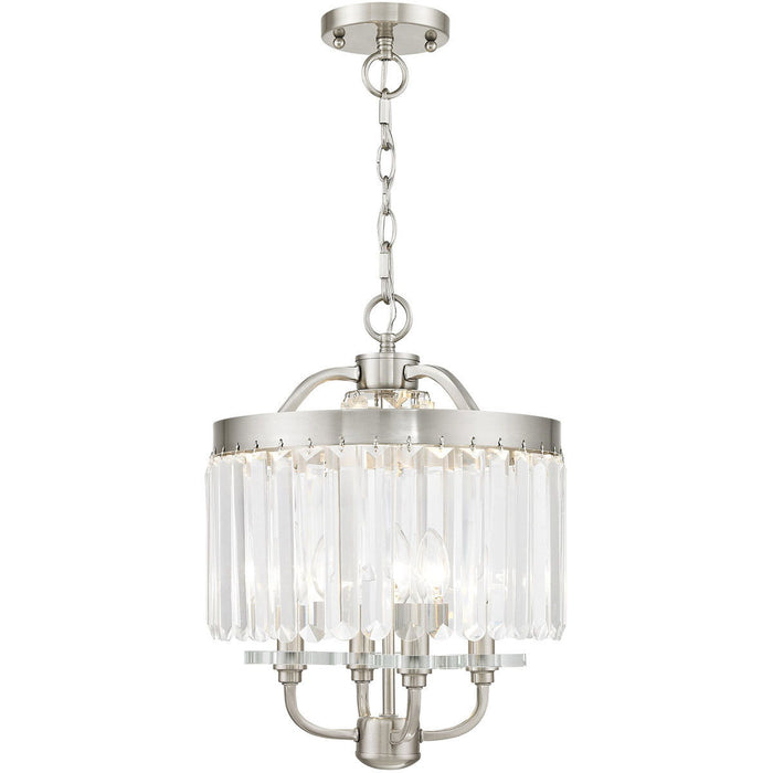18'' Four-Light Dimmable Chandelier With Shades - Nickel