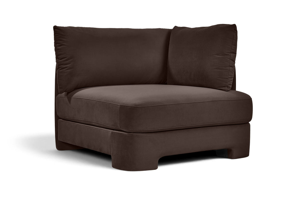 Meridian Furniture Hammond velvet upholstered stationary chair with plush fabric and modern design, ideal for living or office spaces.