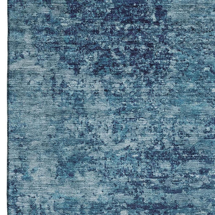 10' X 14' Abstract Washable Area Rug With UV Protection (699148) - Denim Blue / Ivory