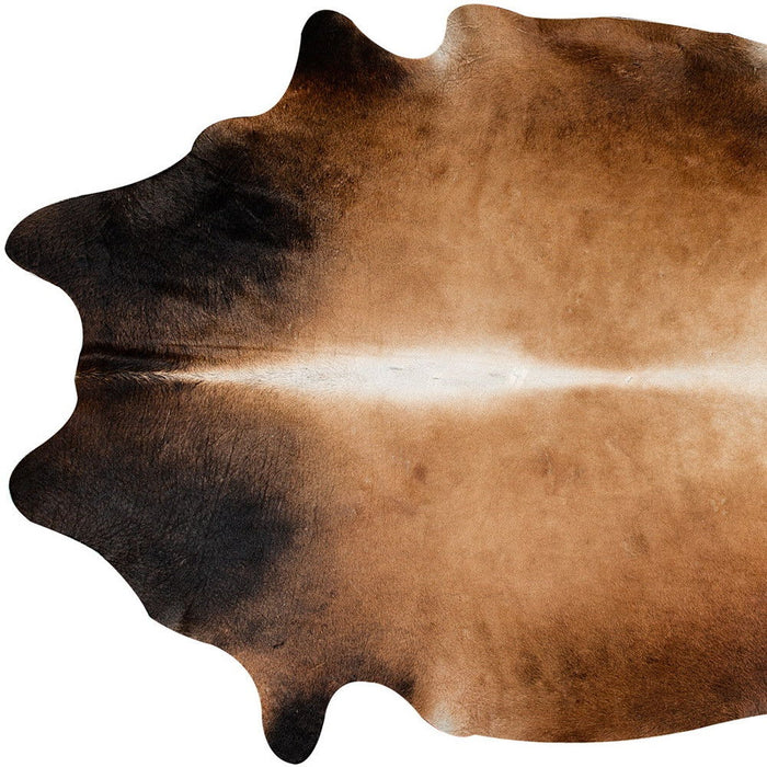 5' x 7' Genuine Cowhide Hand Knotted Area Rug - Dark Brown And Tan