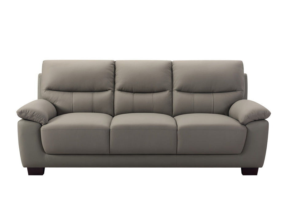 Faux Leather Sofa With Dark Brown Legs - Gray