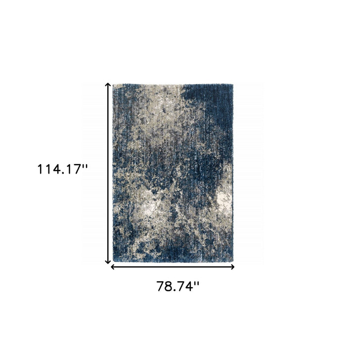 7' x 10' Abstract Shag Power Loom Area Rug - Blue And Gray