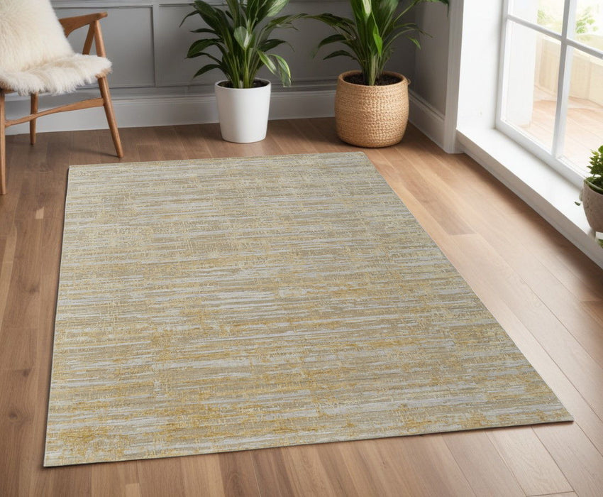 4' x 6' Modern Abstract Hand Woven Area Rug - Yellow And Ivory