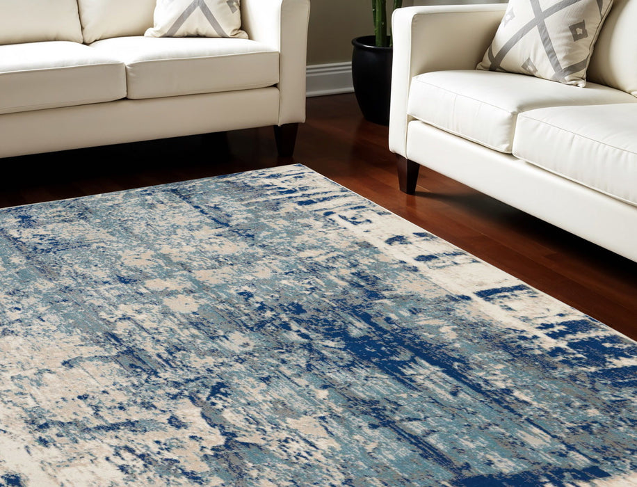 9' X 13' Slate Abstract Non Skid Area Rug - Ivory