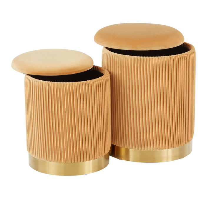 Marla - Nesting Pleated Ottoman Set