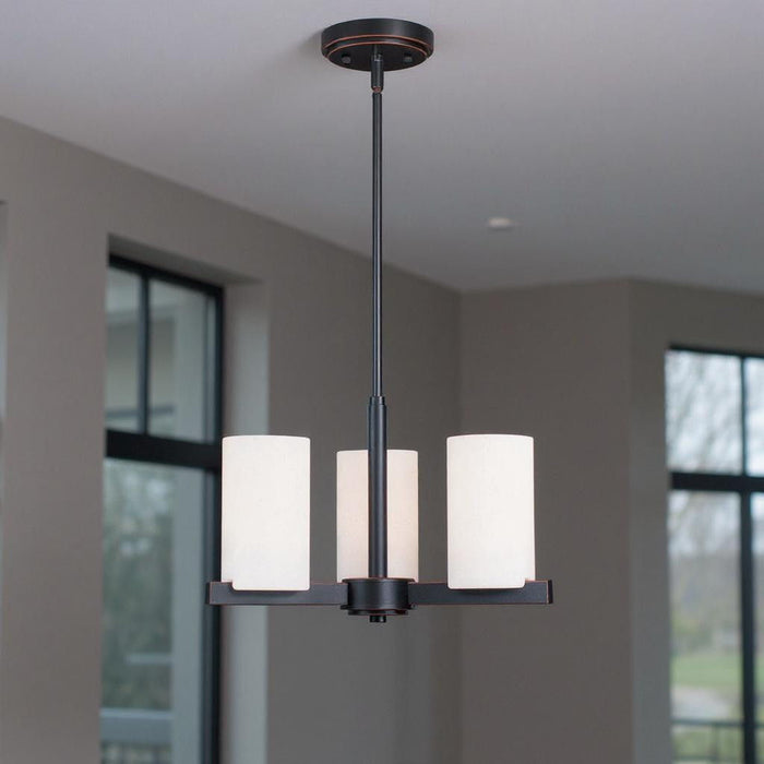 3 Light Dimmable Chandelier With Shades - Bronze