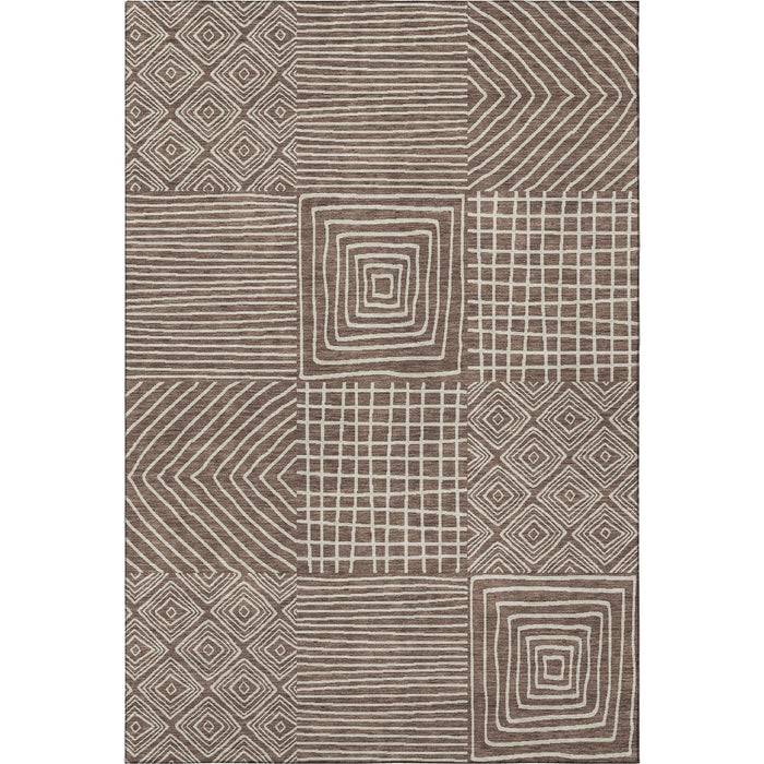 10' X 14' Geometric Washable Area Rug With UV Protection (681881) - Brown / Beige