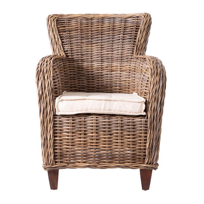 Wide Edge Wicker Chairs With Seat Cushion (Set of 2) - Natural