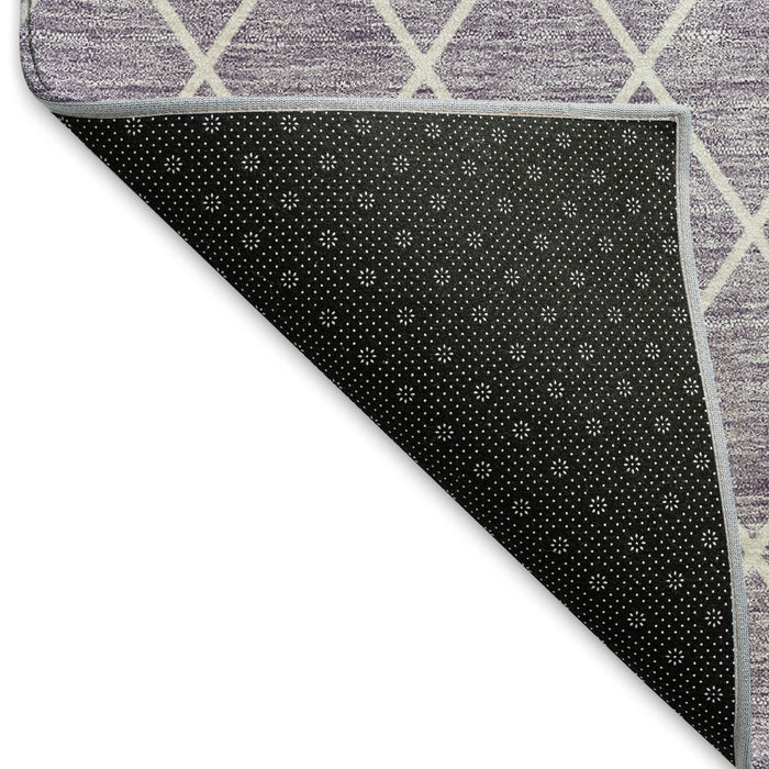 10' X 14' Geometric Washable Area Rug With UV Protection (674101) - Lavender / Ivory