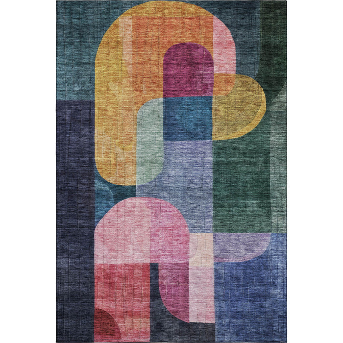 10' X 14' Abstract Geometric Washable Area Rug With UV Protection (685258) - Green / Blue / Pink