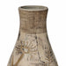 Gray earthenware vase with floral pattern from TOV Furniture, showcasing a decorative vase with detailed floral designs.