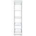 CoasterEssence Hartford 79-inch 5-shelf glass bookshelf in chrome finish