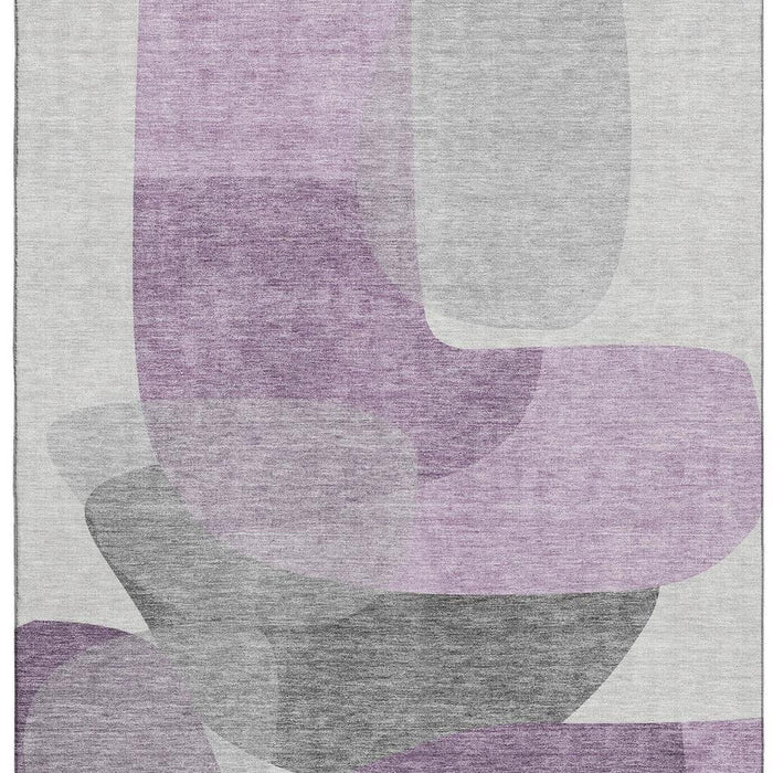 10' X 14' Abstract Washable Area Rug With UV Protection (718569) - Purple / Charcoal