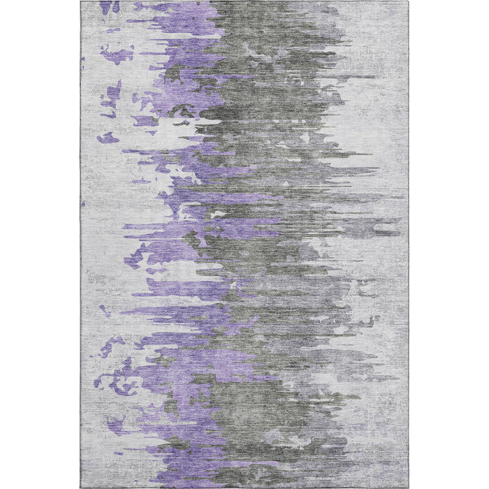 10' X 14' Abstract Washable Area Rug With UV Protection (656951) - Purple / Gray / Ivory