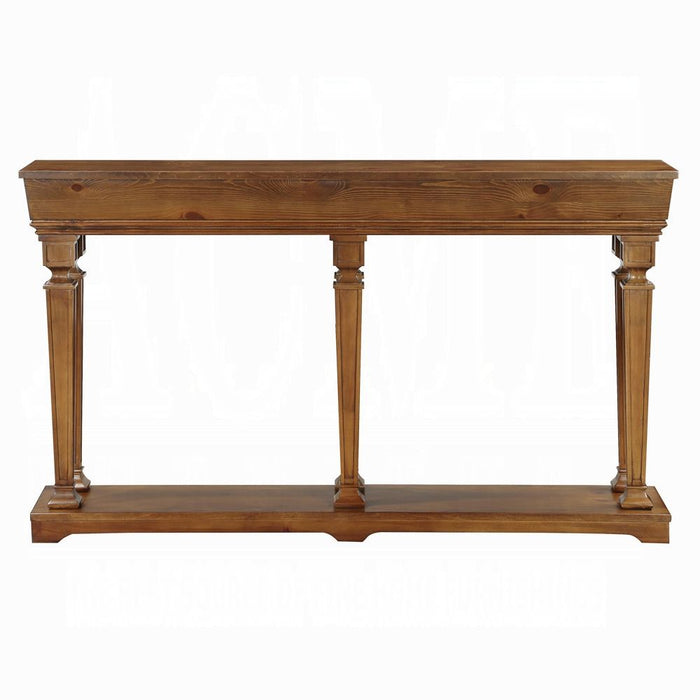 Solid And Manufactured Wood Floor Shelf Console Table With Shelves - Oak