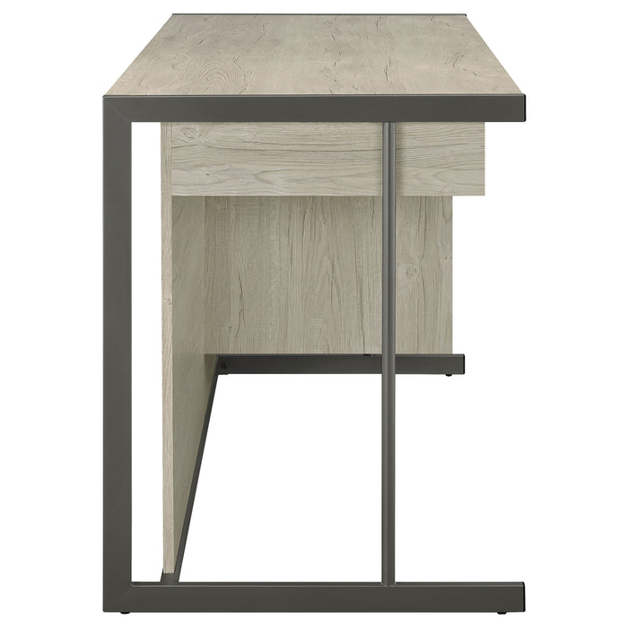 CoasterEssence Loomis 60-inch whitewashed grey 4-drawer computer desk with spacious work surface