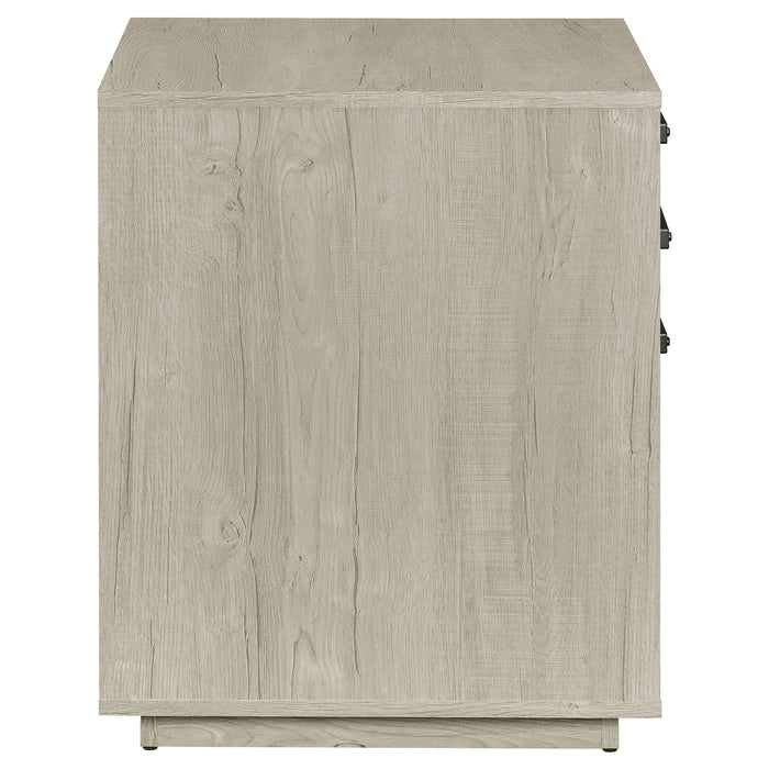 CoasterEssence Loomis 3-drawer home office file cabinet in whitewashed grey finish