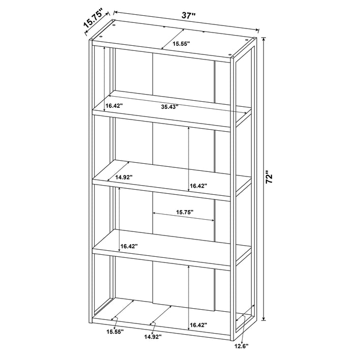 CoasterEssence Loomis 72-inch 3-shelf bookshelf in whitewashed grey finish