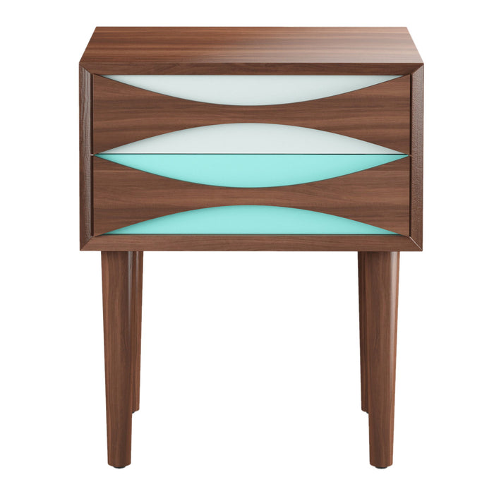 20" Two Drawer Nightstand - Wood Brown