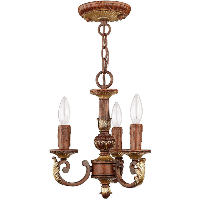 13" Three Light Metal Dimmable Chandelier With Shades - Bronze