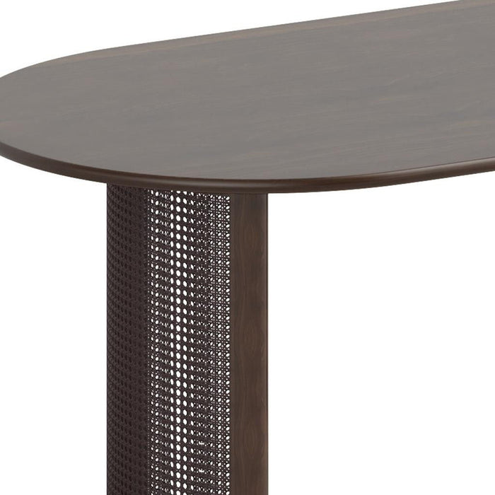 78" Solid Wood Double Pedestal Base Oval Dining Room Table - Brown